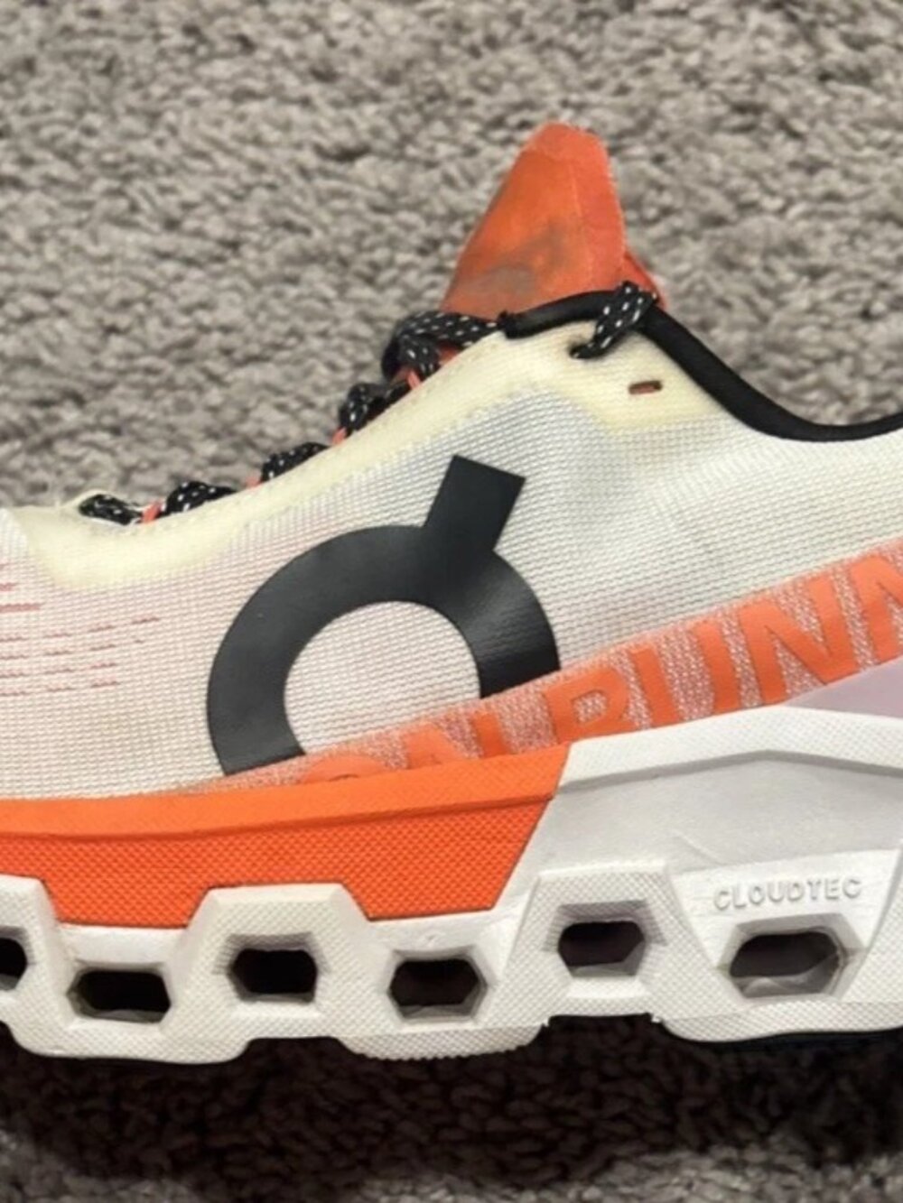 On Cloudmonster 2 Womens Size 9 White Orange Athletic Running Shoes Sneakers